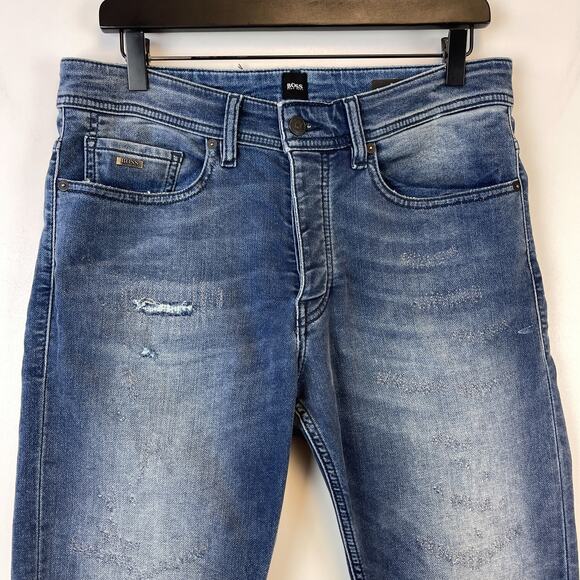 BOSS Hugo Boss Mens Size 31/32 040 Taber Tapered Fit Knit Denim Jeans - Picture 3 of 12